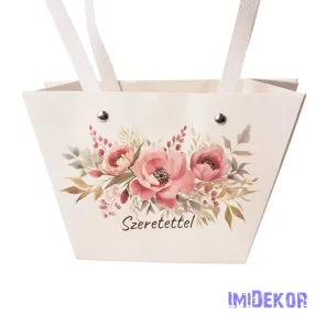   "Szeretettel" feliratos virág táska 20(h) x 12(sz) x 12(m) cm
