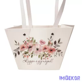 Feliratos virágtáska 20x12x12cm - Legyen szép napod!