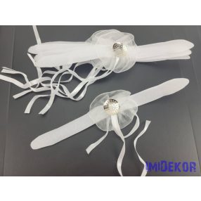   Esküvői tépőzáras kardísz alap fém középpel - Fehér