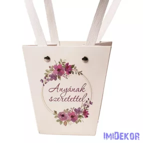Feliratos virágtáska 12x8x12,5cm - Anyának szeretettel