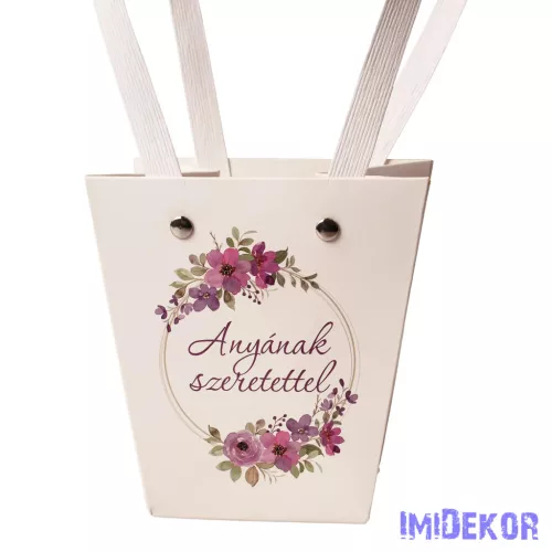 Feliratos virágtáska 12x8x12,5cm - Anyának szeretettel