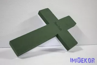 Tűzőhab kereszt forma fa alapon 30 cm