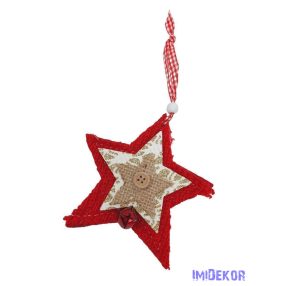 Akasztós filccsillag kötött középpel - Piros