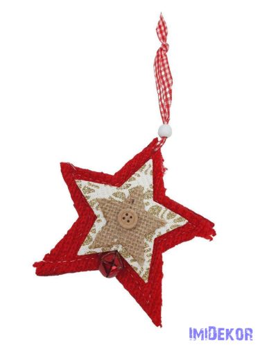 Akasztós filccsillag kötött középpel - Piros