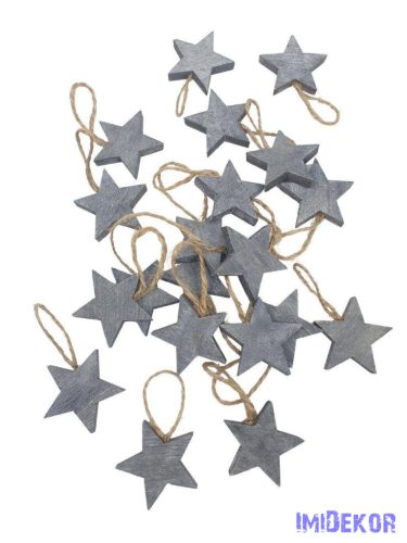 Akasztós rusztikus fa csillagok - Szürke