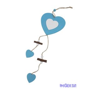 Fa szív függő kb 40cm - Kék