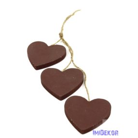 Szív függő 3 db-os - Barna