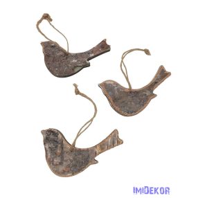 Madárka nyírfa akasztós dekor 3db/csomag