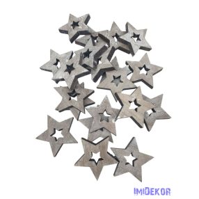 Fa dekor lyukas csillag*20 - Szürke