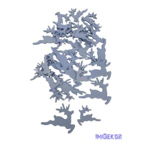 Fa dekor ugró rénszarvas mix - Szürke