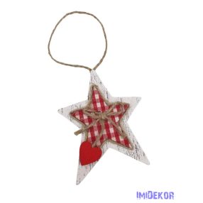 Kockás közepű fa függelék - Házikó