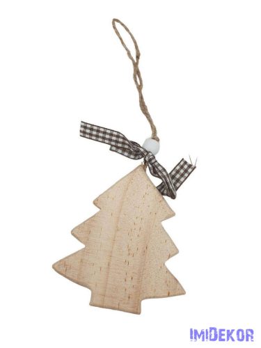 Barna kockás szalagos natúr fenyőfa