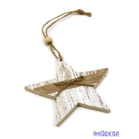 Zsinóros koptatott fa csillag 10cm
