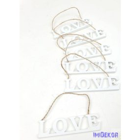 Akasztós LOVE felirat 6db/csomag - Fehér
