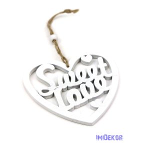 Sweet Love akasztós szív 10x9,5cm - Fehér