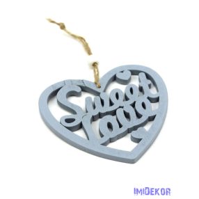 Sweet Love akasztós szív 10x9,5cm - Szürke