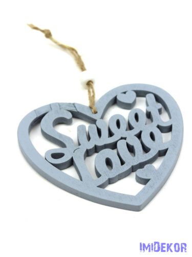Sweet Love akasztós szív 10x9,5cm - Szürke