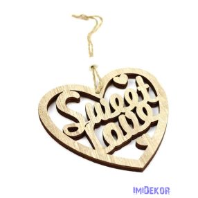 Sweet Love akasztós szív 10x9,5cm - Natúr