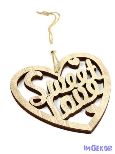 Sweet Love akasztós szív 10x9,5cm - Natúr