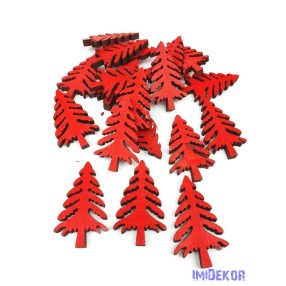 Fa dekor fenyőfa 20db/csomag - Piros