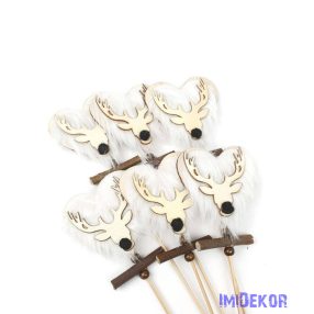 Fa szíves szarvas betűző 6db/csomag - Fehér