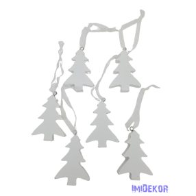 Fadekor fehér szalagos formák - Fenyőfa