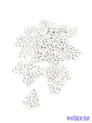 Apró fa dekor havas fenyőfa