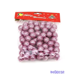 Glitteres golyó díszítő 2cm kb 85db/cs - Mályva
