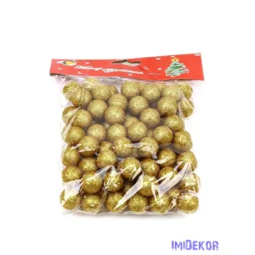Glitteres golyó díszítő 2cm kb 85db/cs - Óarany