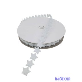 Filc szalag kicsi csillag - Fehér