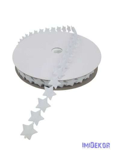 Filc szalag kicsi csillag - Fehér