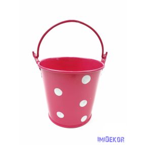 Kicsi pöttyös bádog vödör - Pink