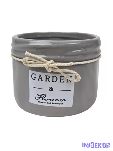 Garden feliratos kaspó zsinórral - Drapp