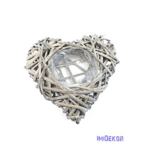 Szív kosár kicsi 20x20cm - Szürke