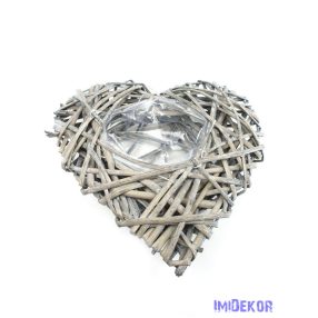 Szív kosár nagy 25x26cm - Szürke