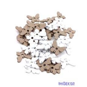 Fa dekor fehér-drapp 50db/csomag - Lepkés