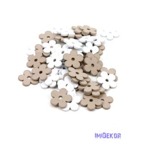 Fa dekor fehér-drapp 50db/csomag - Virágos