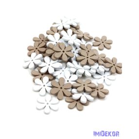 Fa dekor fehér-drapp 50db/csomag - Hatszirmú virág