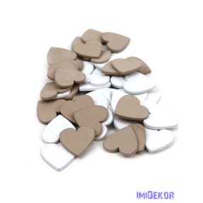 Fa dekor fehér-drapp 50db/csomag - Szív