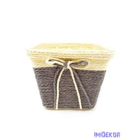 Bélelt köteles kocka kaspó 13cm - Szürke