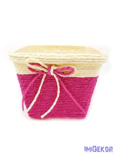 Bélelt köteles kocka kaspó 13cm - Pink