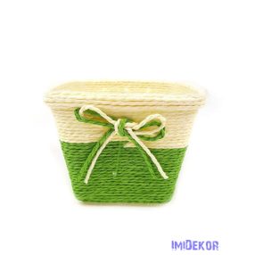 Bélelt köteles kocka kaspó 13cm - Teazöld