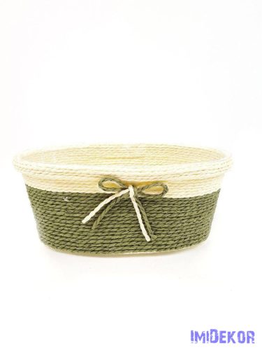 Bélelt köteles ovál kosár 19cm - Sötétzöld