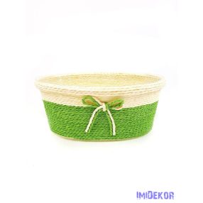 Bélelt köteles ovál kosár 19cm - Világoszöld