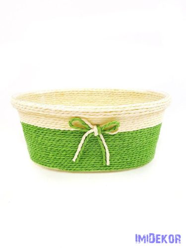 Bélelt köteles ovál kosár 19cm - Világoszöld