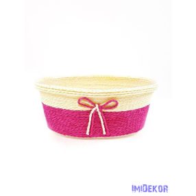 Bélelt köteles ovál kosár 19cm - Pink