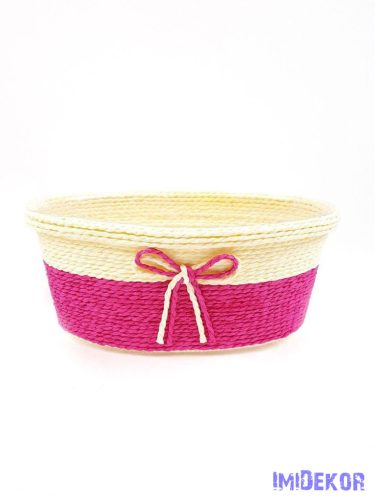 Bélelt köteles ovál kosár 19cm - Pink