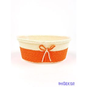 Bélelt köteles ovál kosár 19cm - Narancssárga