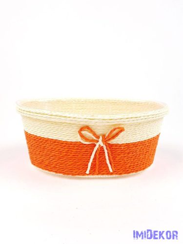 Bélelt köteles ovál kosár 19cm - Narancssárga