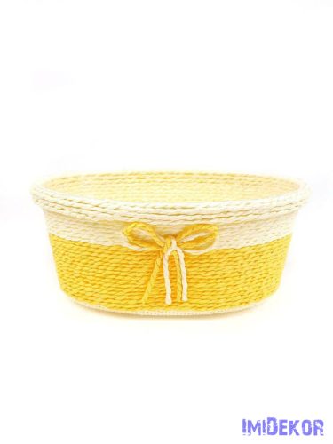 Bélelt köteles ovál kosár 19cm - Sárga